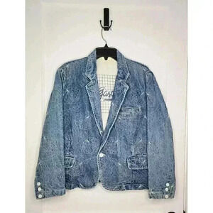 Size Medium Large Vtg Gasoline Denim Blazer Jacket Abstract Floral